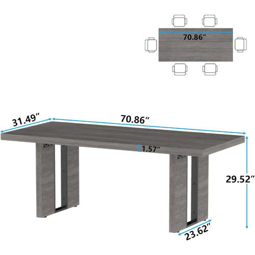 70.8 Inch Dining Table, Rustic Farmhouse Kitchen Table for 6-8 People, Large Dinning Room Furniture Rectangle Dinner Table for
