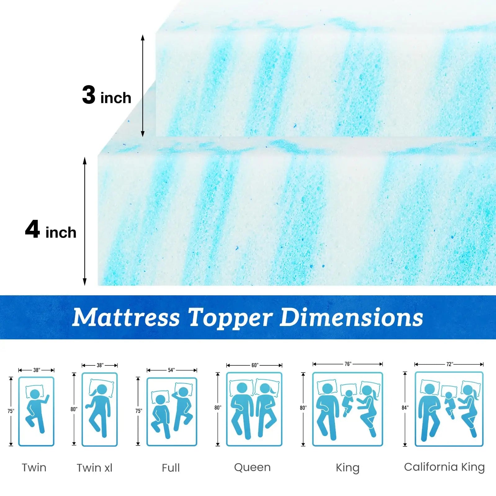 4 Inch Gel Memory Foam Mattress Topper