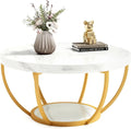 32" Circle Marble Coffee Table