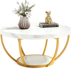 32" Circle Marble Coffee Table