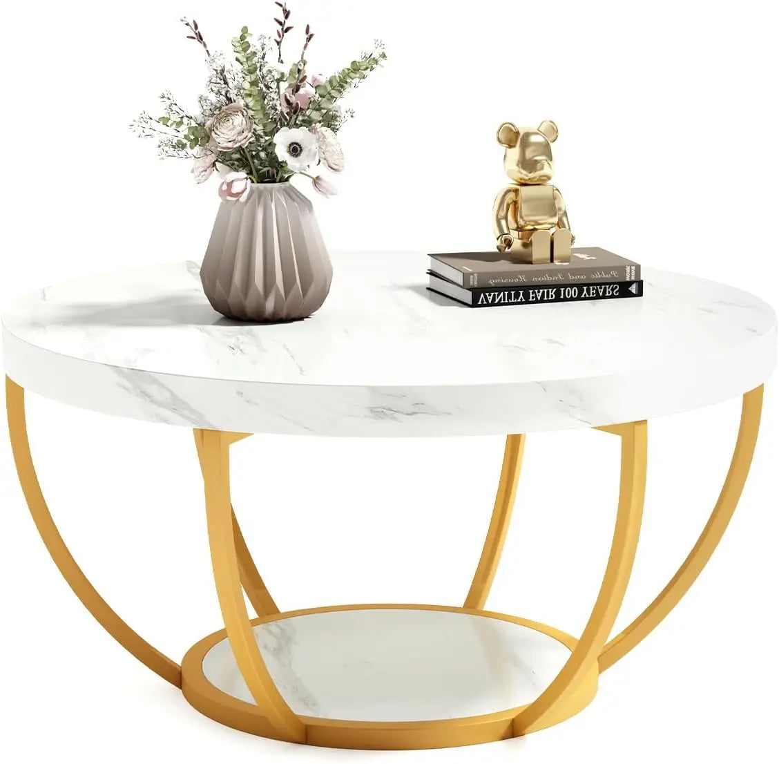 32" Circle Marble Coffee Table