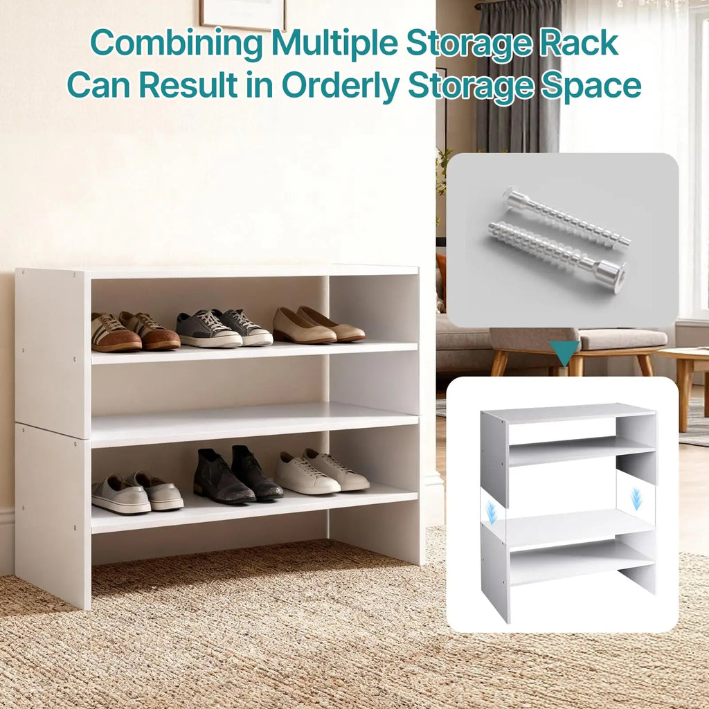 2-Tier Wooden Stackable Shoe Cabinet