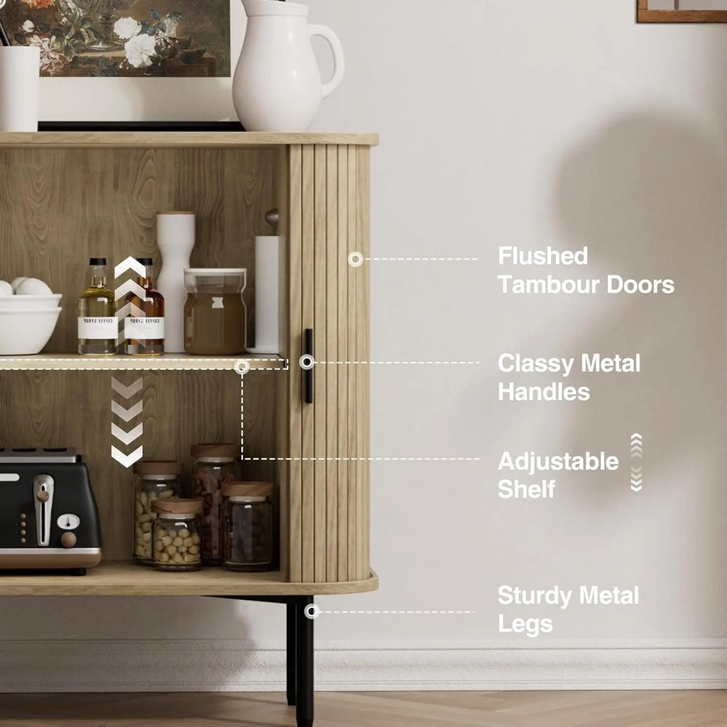 Fluted Buffet Sideboard Accent Cabinet