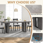 70.8 Inch Dining Table, Rustic Farmhouse Kitchen Table for 6-8 People, Large Dinning Room Furniture Rectangle Dinner Table for