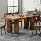 70.8 Inch Dining Table, Rustic Farmhouse Kitchen Table for 6-8 People, Large Dinning Room Furniture Rectangle Dinner Table for