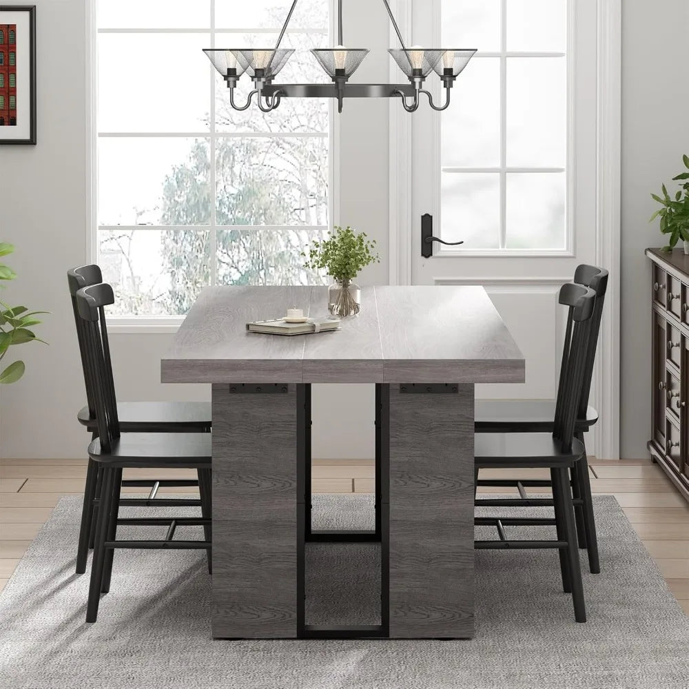 70.8 Inch Dining Table, Rustic Farmhouse Kitchen Table for 6-8 People, Large Dinning Room Furniture Rectangle Dinner Table for