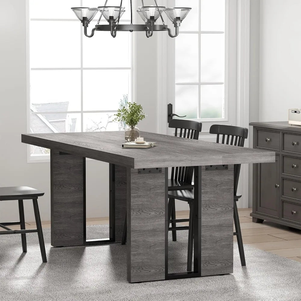 70.8 Inch Dining Table, Rustic Farmhouse Kitchen Table for 6-8 People, Large Dinning Room Furniture Rectangle Dinner Table for
