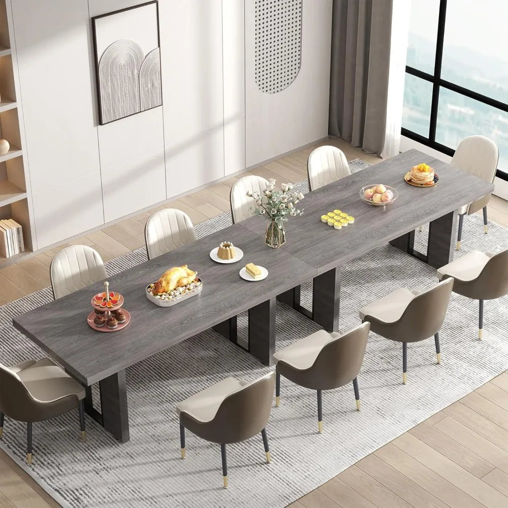 70.8 Inch Dining Table, Rustic Farmhouse Kitchen Table for 6-8 People, Large Dinning Room Furniture Rectangle Dinner Table for