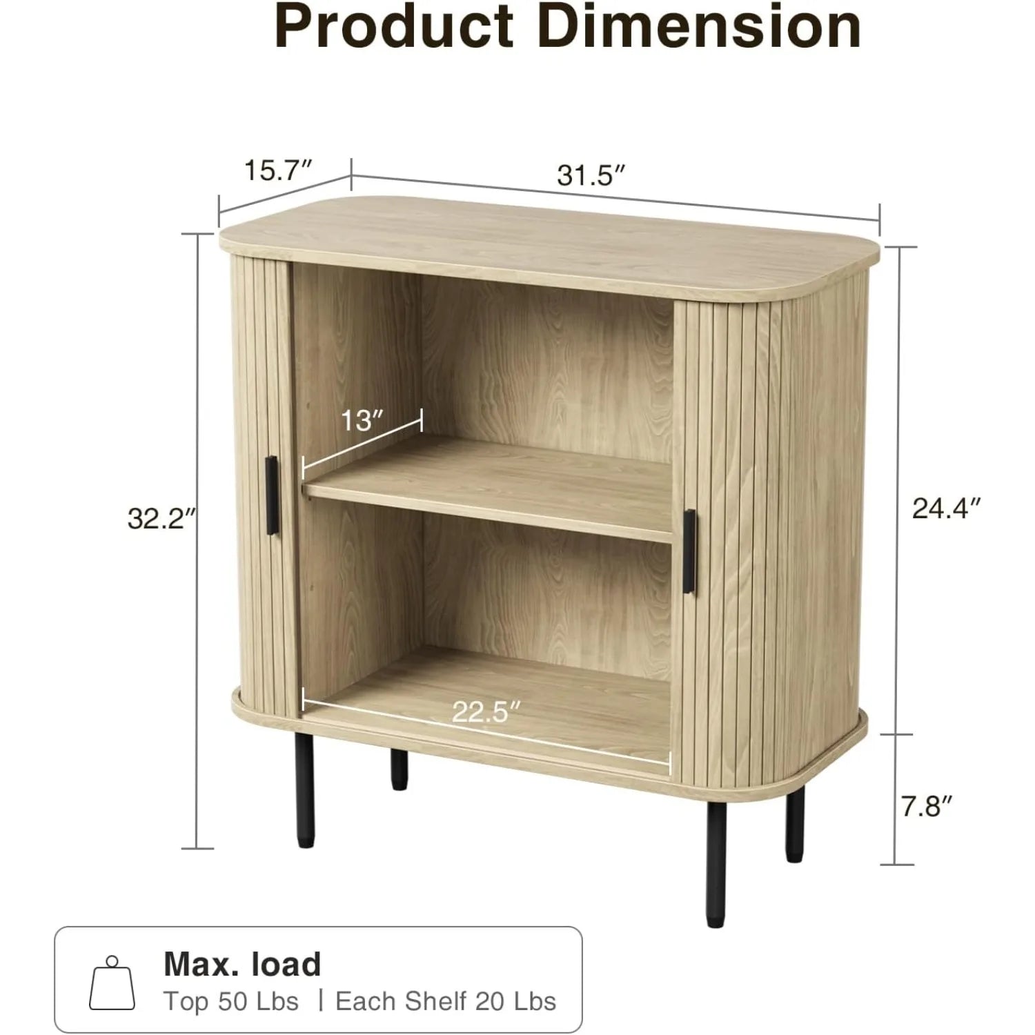 Fluted Buffet Sideboard Accent Cabinet