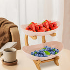 2 Tier Beige Fruit Basket Stand