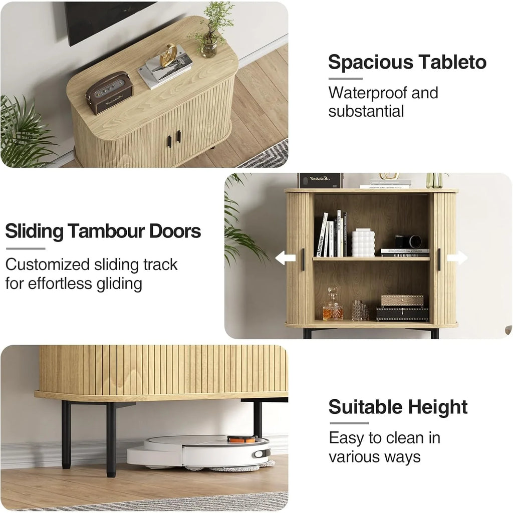 Fluted Buffet Sideboard Accent Cabinet