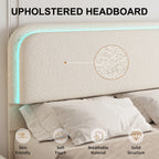 Twin Size Teddy Upholstery LED Bed Frame